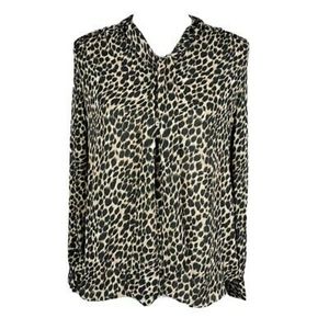 J crew medium silk pussy bow blouse cheetah